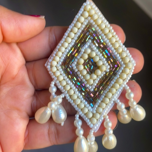 New! Sea and Shore Multibeads Chevron Necklace with Earrings - Picture 5 of 5